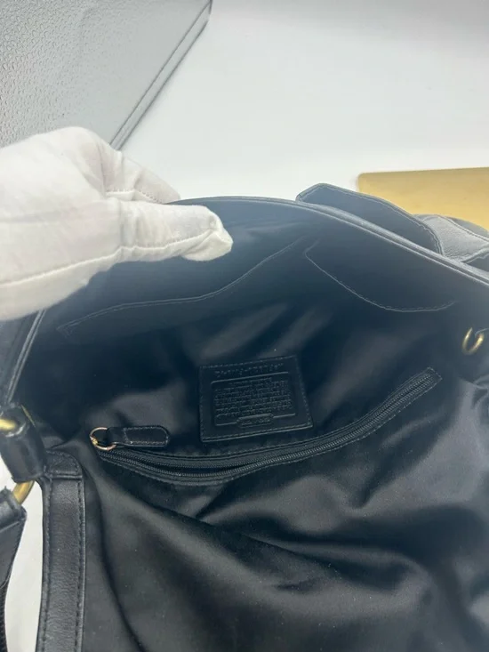 Coach Black Leather Shoulder Bag with Gold Hardware - Picture 11 of 16